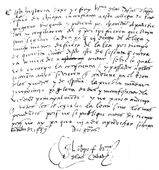 Illustration: Holograph of Las Casas