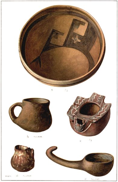 PL. CXII—
PAINT POTS, BOWL, AND DIPPER FROM AWATOBI