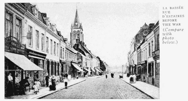 LA BASSE.
RUE D'ESTAIRES BEFORE THE WAR
(Compare with photo below.)