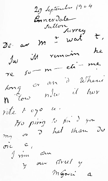 FACSIMILE OF A LETTER WRITTEN BY MANUEL GARCIA AT THE AGE
OF NINETY-NINE.