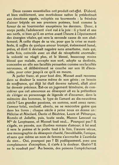 PAGE FROM A. DE MUSSET'S “LES NUITS” (JULES MEYNIAL,
PARIS). PRINTED IN TYPE DESIGNED BY ADOLPHE GIRALDON CAST BY LA MAISON
DEBERNY