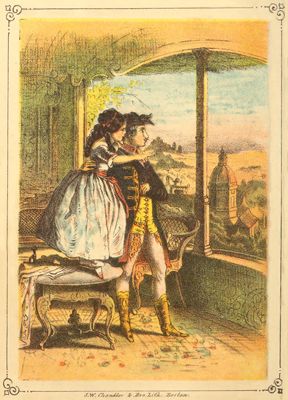 a man and
young girl gazing out a large window