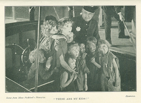 <i>Scene from Mary Pickford's Photoplay</i>. <i>Sparrows</i>.  "THESE ARE MY KIDS!"