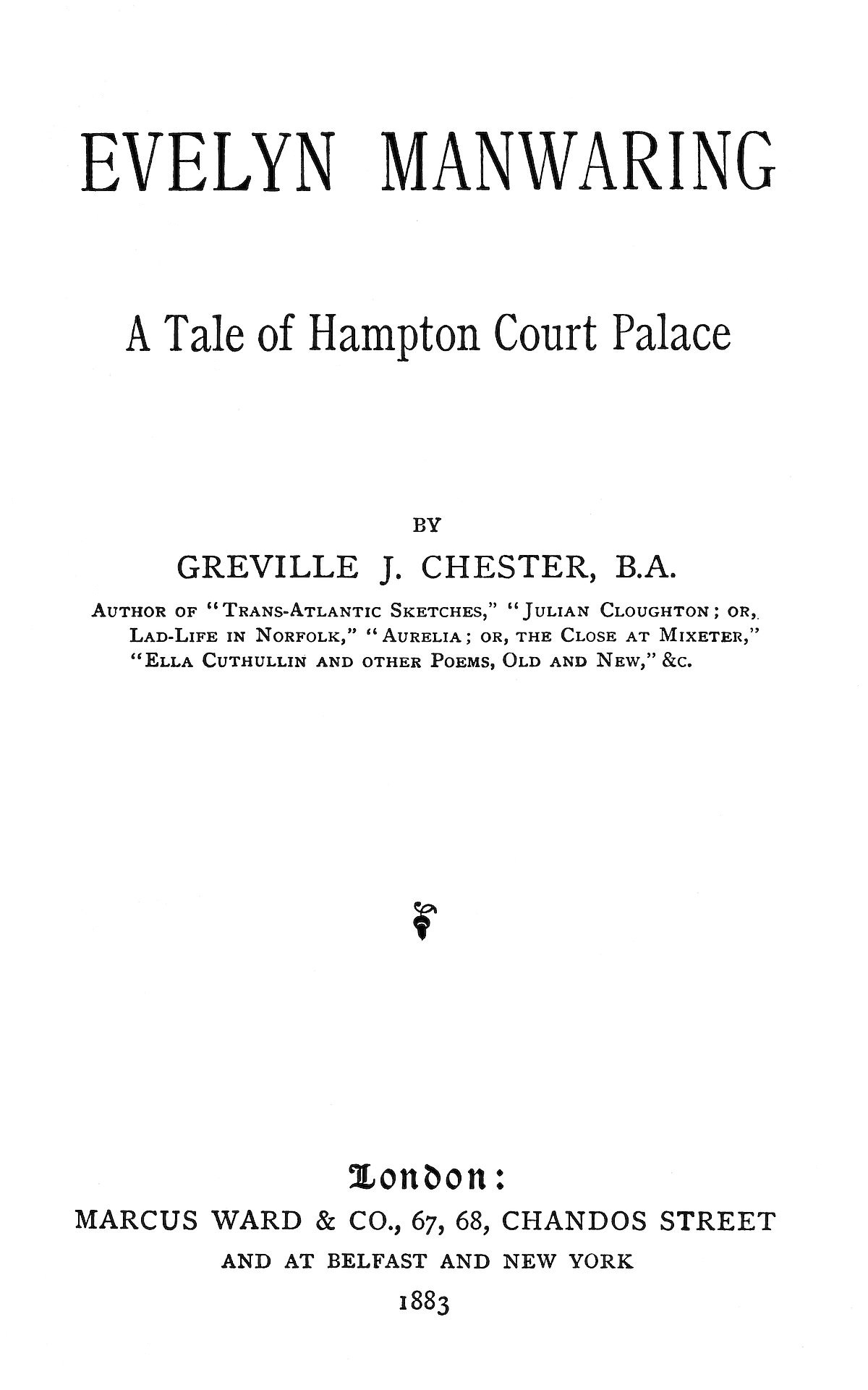 Title page
of the book Evelyn Manwaring.
