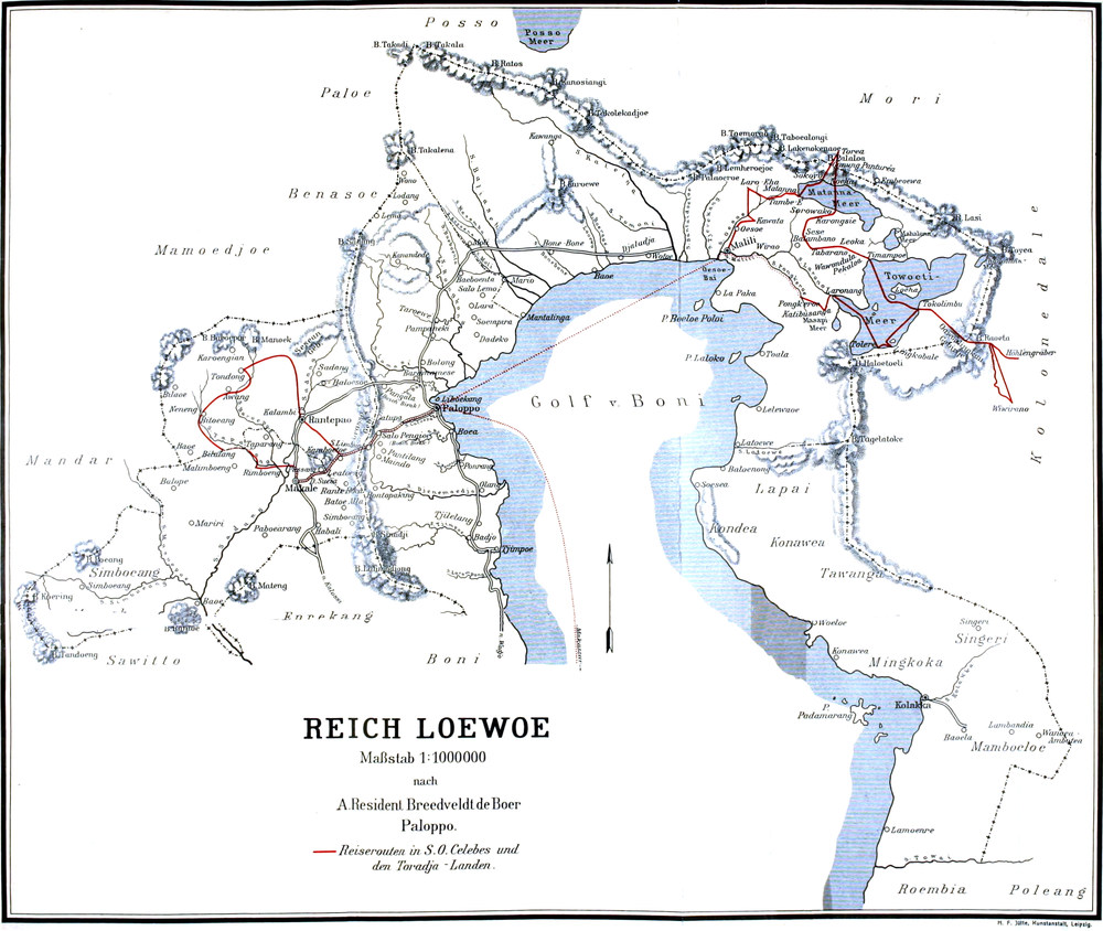 Karte des Loewoe-Reichs im
  Maßstab 1 : 1000000